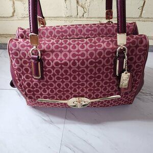 Euc Rare Coach Madison Madeline Op Art Needle Point Satchel Purse
